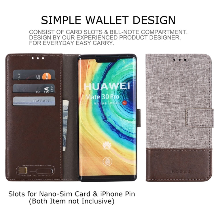 For Huawei Mate 30 Pro MUMXA MX102 Horizontal Flip Canvas Stitching Leather Case with Holder & Card Slots & Wallet