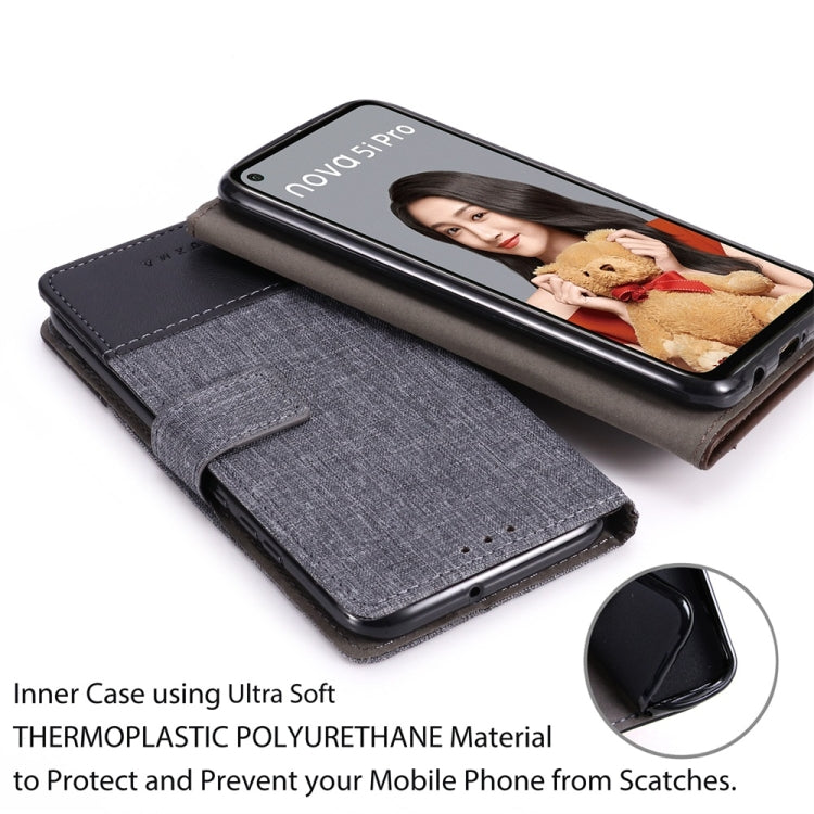 For Huawei Nova 5i Pro MUMXA MX102 Horizontal Flip Canvas Stitching Leather Case with Holder & Card Slots & Wallet