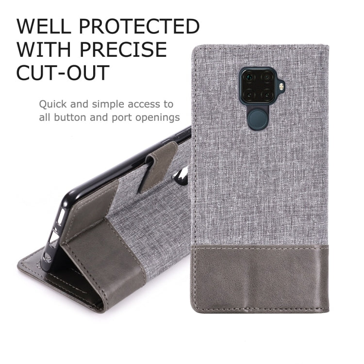 For Huawei Nova 5i Pro MUMXA MX102 Horizontal Flip Canvas Stitching Leather Case with Holder & Card Slots & Wallet