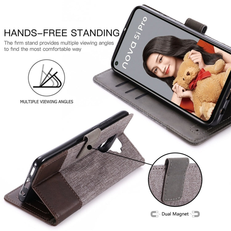 For Huawei Nova 5i Pro MUMXA MX102 Horizontal Flip Canvas Stitching Leather Case with Holder & Card Slots & Wallet