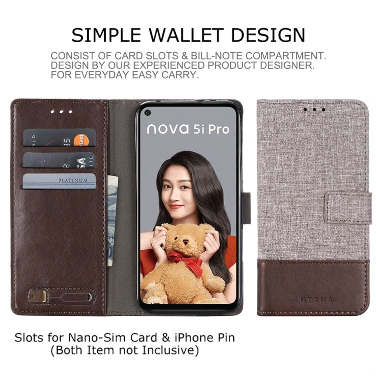 For Huawei Nova 5i Pro MUMXA MX102 Horizontal Flip Canvas Stitching Leather Case with Holder & Card Slots & Wallet