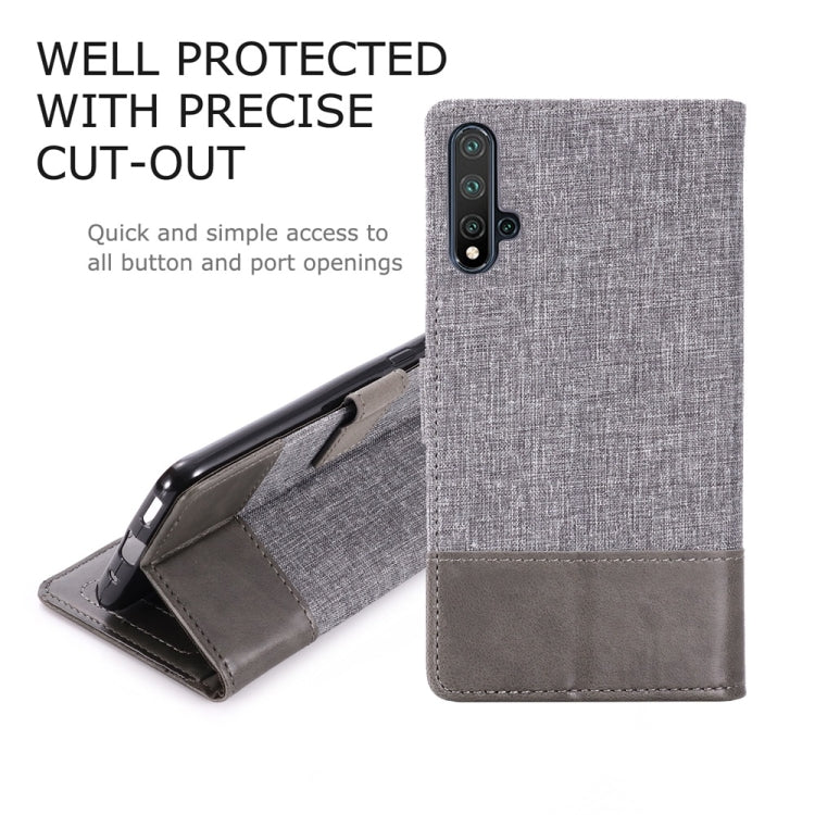 For Huawei Nova 5 Pro MUMXA MX102 Horizontal Flip Canvas Stitching Leather Case with Holder & Card Slots & Wallet(Grey)
