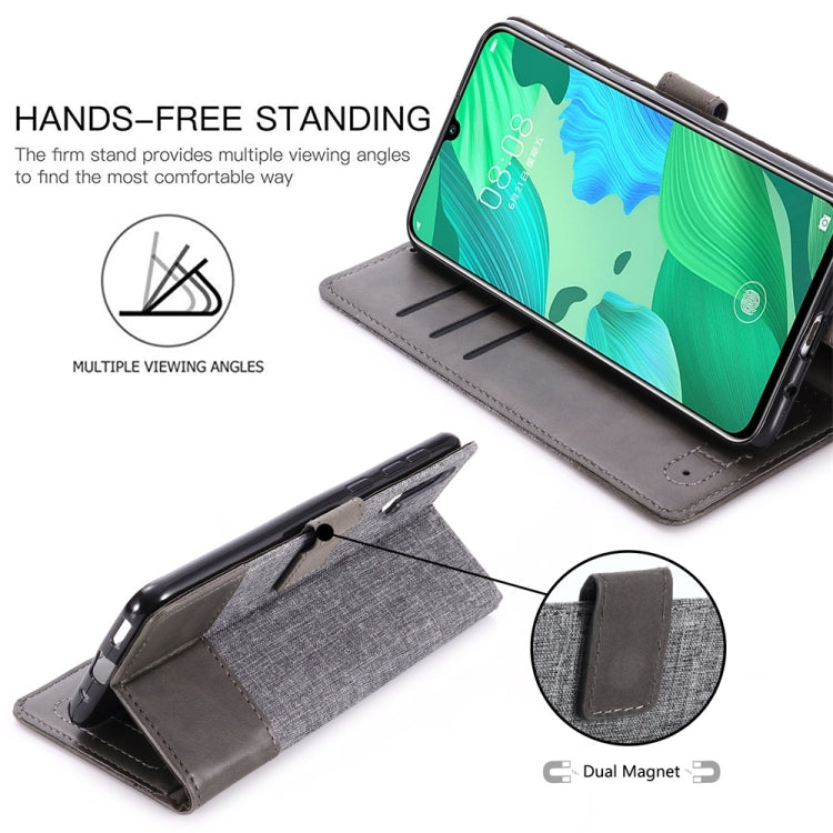 For Huawei Nova 5 Pro MUMXA MX102 Horizontal Flip Canvas Stitching Leather Case with Holder & Card Slots & Wallet(Grey)