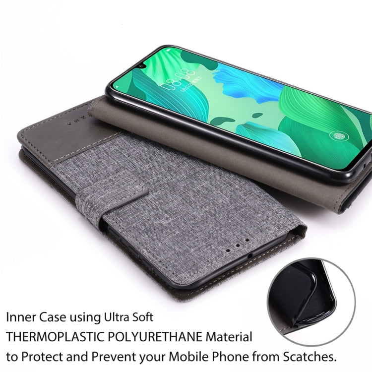 For Huawei Nova 5 Pro MUMXA MX102 Horizontal Flip Canvas Stitching Leather Case with Holder & Card Slots & Wallet(Grey)