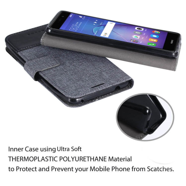For Huawei Mate 9 Lite MUMXA MX102 Horizontal Flip Canvas Stitching Leather Case with Holder & Card Slots & Wallet