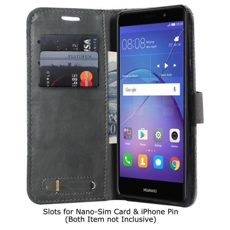 For Huawei Mate 9 Lite MUMXA MX102 Horizontal Flip Canvas Stitching Leather Case with Holder & Card Slots & Wallet