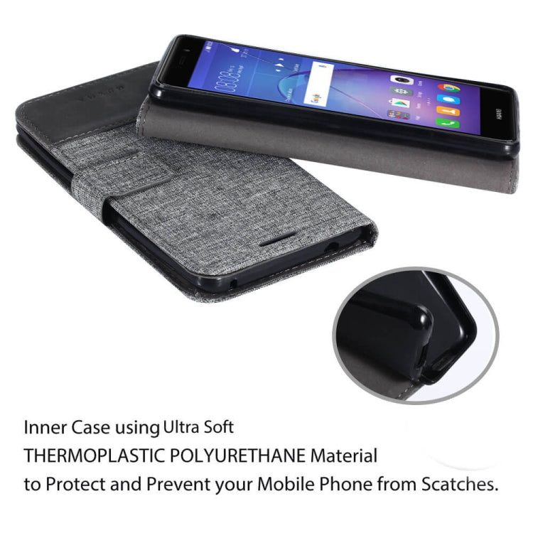 For Huawei Mate 9 Lite MUMXA MX102 Horizontal Flip Canvas Stitching Leather Case with Holder & Card Slots & Wallet