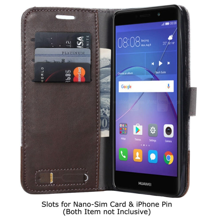 For Huawei Mate 9 Lite MUMXA MX102 Horizontal Flip Canvas Stitching Leather Case with Holder & Card Slots & Wallet