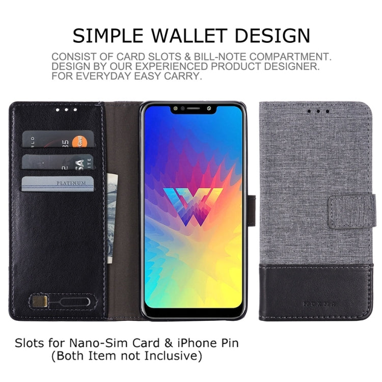 For LG W10 MUMXA MX102 Horizontal Flip Canvas Stitching Leather Case with Holder & Card Slots & Wallet