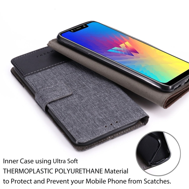 For LG W10 MUMXA MX102 Horizontal Flip Canvas Stitching Leather Case with Holder & Card Slots & Wallet