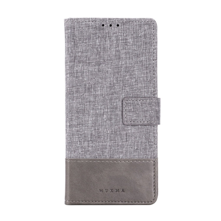 For OnePlus 7T MUMXA MX102 Horizontal Flip Canvas Stitching Leather Case with Holder & Card Slots & Wallet(Grey)