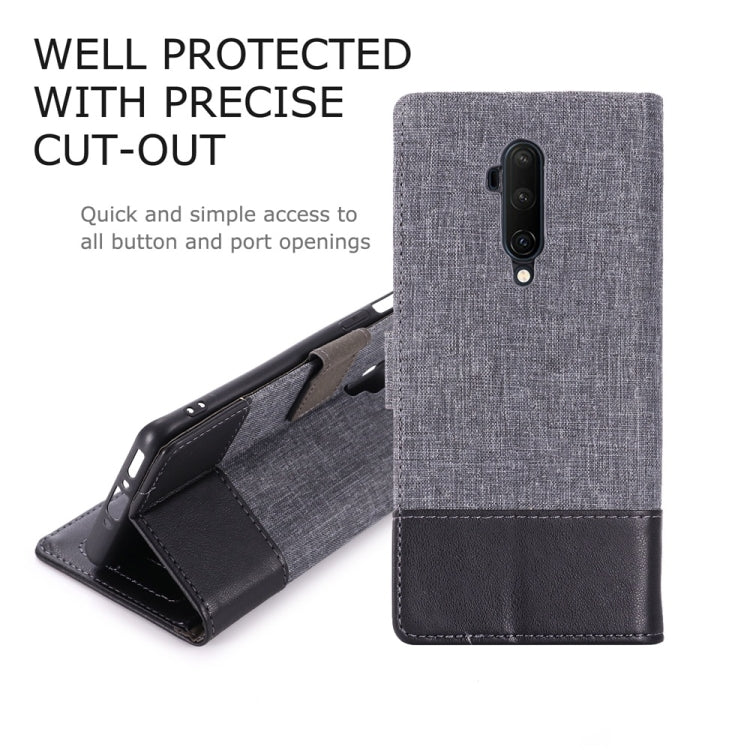 For OnePlus 7T Pro MUMXA MX102 Horizontal Flip Canvas Stitching Leather Case with Holder & Card Slots & Wallet