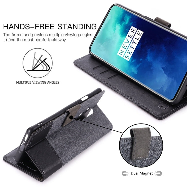 For OnePlus 7T Pro MUMXA MX102 Horizontal Flip Canvas Stitching Leather Case with Holder & Card Slots & Wallet