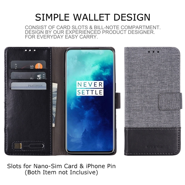 For OnePlus 7T Pro MUMXA MX102 Horizontal Flip Canvas Stitching Leather Case with Holder & Card Slots & Wallet