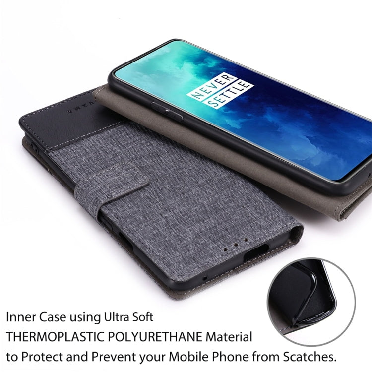 For OnePlus 7T Pro MUMXA MX102 Horizontal Flip Canvas Stitching Leather Case with Holder & Card Slots & Wallet