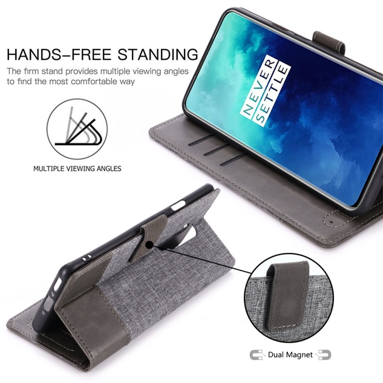 For OnePlus 7T Pro MUMXA MX102 Horizontal Flip Canvas Stitching Leather Case with Holder & Card Slots & Wallet