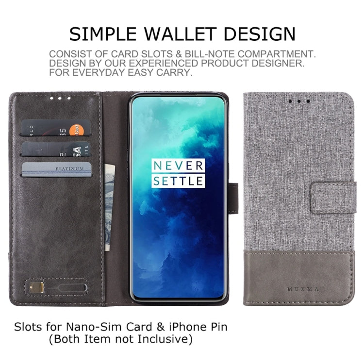 For OnePlus 7T Pro MUMXA MX102 Horizontal Flip Canvas Stitching Leather Case with Holder & Card Slots & Wallet