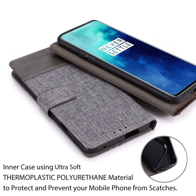 For OnePlus 7T Pro MUMXA MX102 Horizontal Flip Canvas Stitching Leather Case with Holder & Card Slots & Wallet