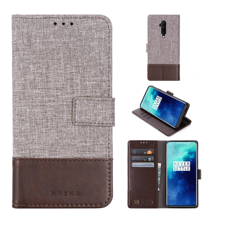 For OnePlus 7T Pro MUMXA MX102 Horizontal Flip Canvas Stitching Leather Case with Holder & Card Slots & Wallet