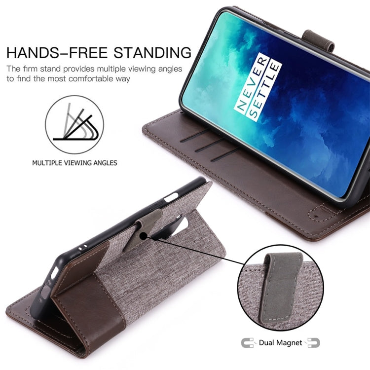 For OnePlus 7T Pro MUMXA MX102 Horizontal Flip Canvas Stitching Leather Case with Holder & Card Slots & Wallet
