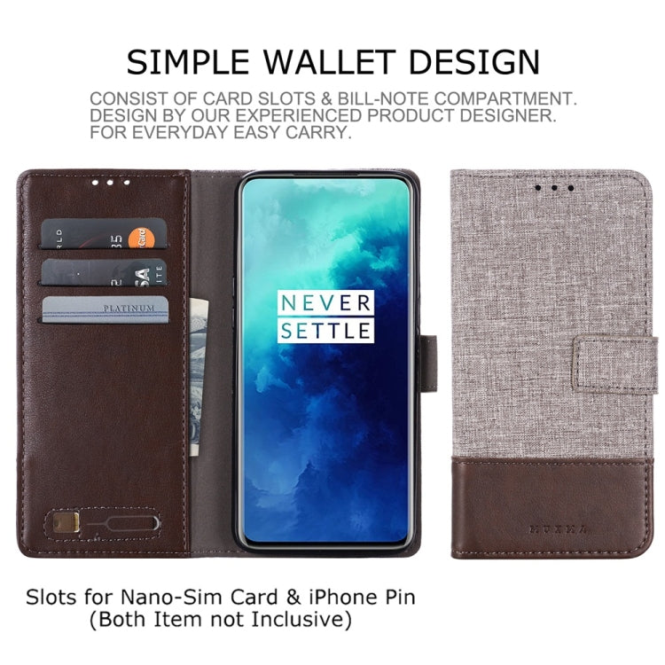 For OnePlus 7T Pro MUMXA MX102 Horizontal Flip Canvas Stitching Leather Case with Holder & Card Slots & Wallet