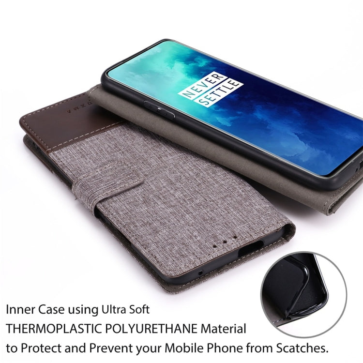 For OnePlus 7T Pro MUMXA MX102 Horizontal Flip Canvas Stitching Leather Case with Holder & Card Slots & Wallet