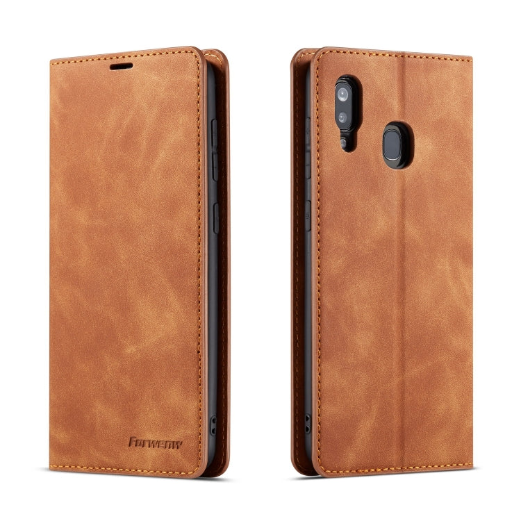For Galaxy A40 Forwenw Dream Series Oil Edge Strong Magnetism Horizontal Flip Leather Case with Holder & Card Slots & Wallet & Photo Frame