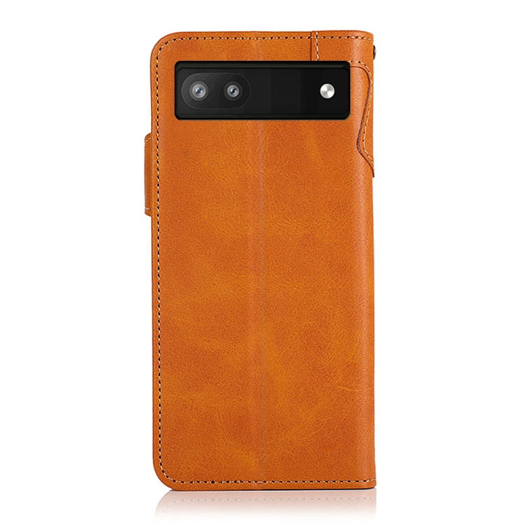 For Google Pixel 6a KHAZNEH Cowhide Texture Flip Leather Phone Case with Lanyard