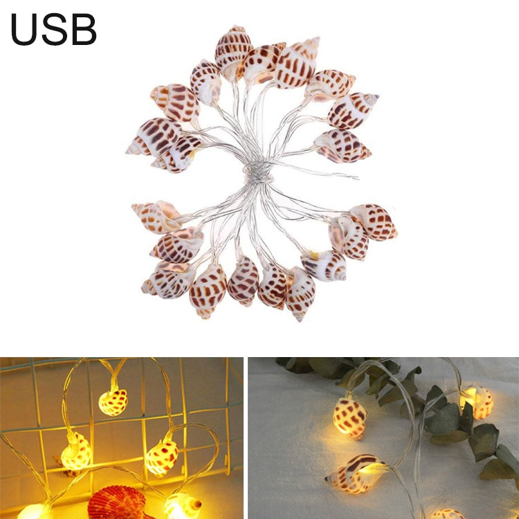 Home Interior Decoration Atmosphere String Lights LED Conch Decorative Lantern, Specification:3m 20 LEDs USB Charging