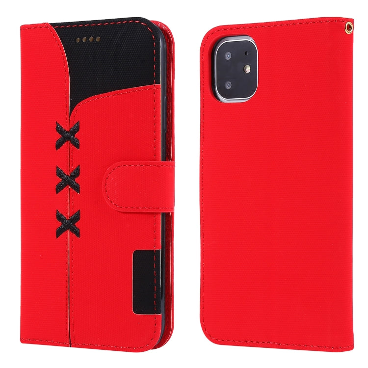 For iPhone 11 Fabric Stitching Embroidery Horizontal Flip Leather Case With Holder & Card Slots & Wallet