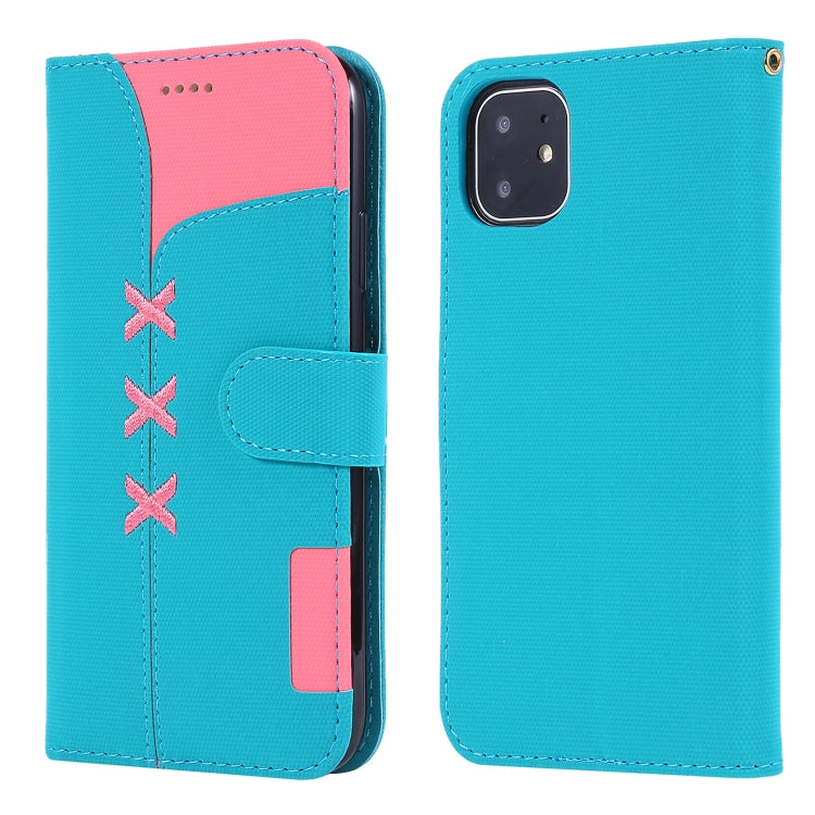 For iPhone 11 Fabric Stitching Embroidery Horizontal Flip Leather Case With Holder & Card Slots & Wallet