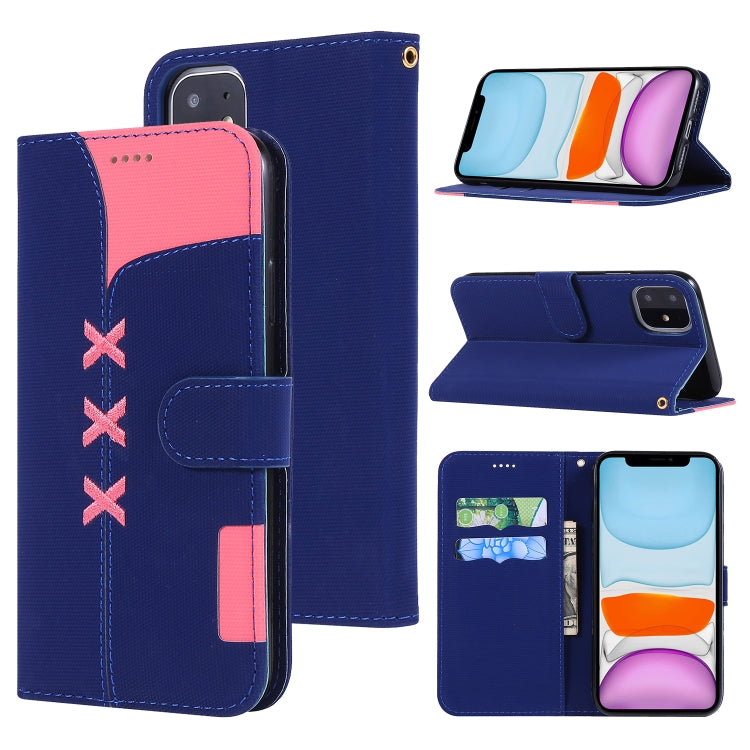 For iPhone 11 Fabric Stitching Embroidery Horizontal Flip Leather Case With Holder & Card Slots & Wallet