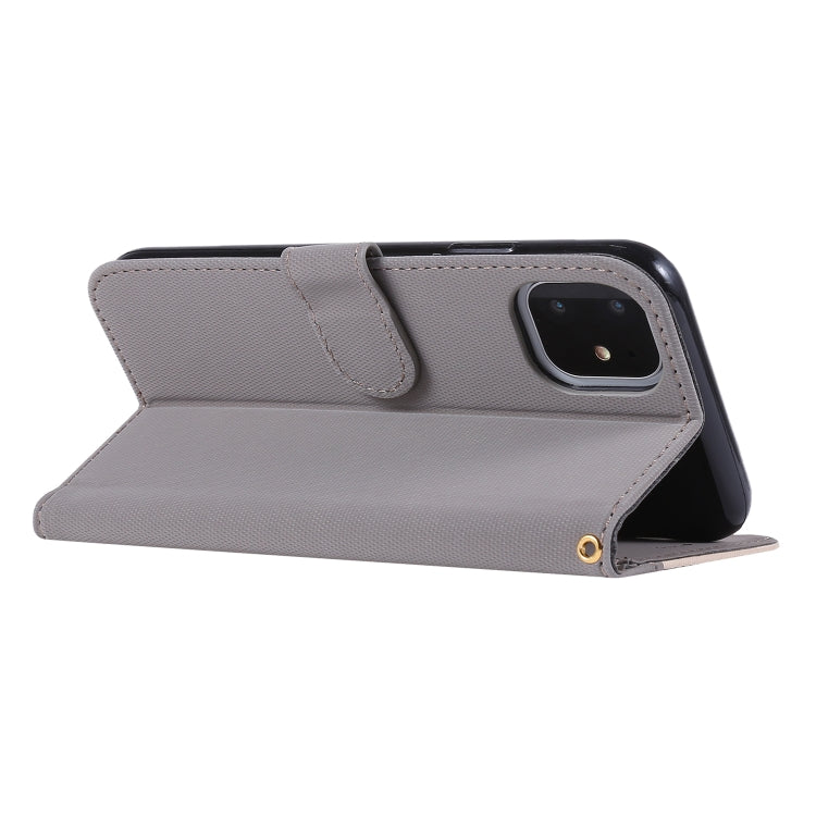 For iPhone 11 Fabric Stitching Embroidery Horizontal Flip Leather Case With Holder & Card Slots & Wallet