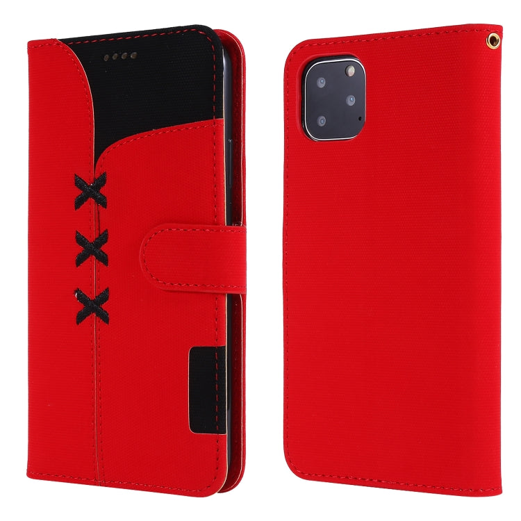 For iPhone 11 Pro Max Fabric Stitching Embroidery Horizontal Flip Leather Case With Holder & Card Slots & Wallet