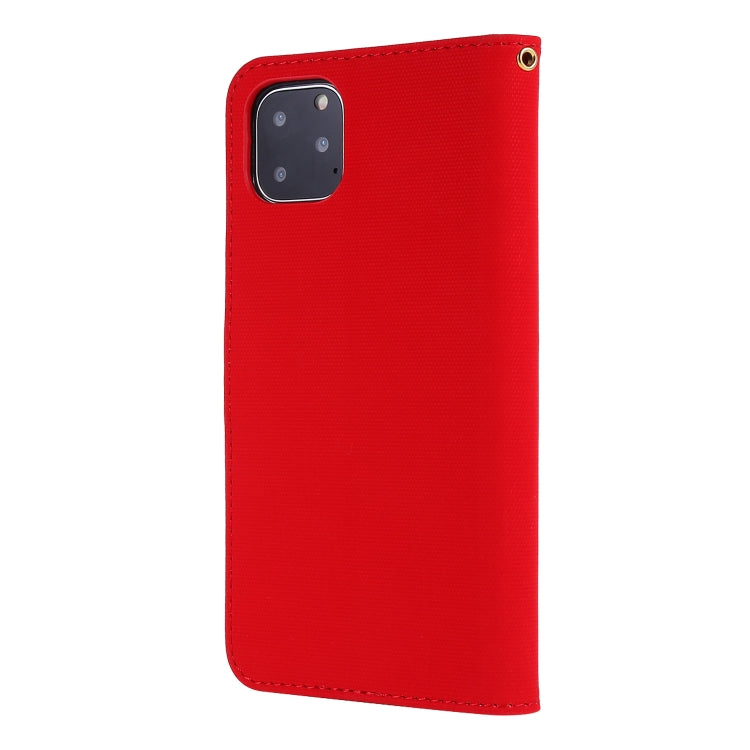 For iPhone 11 Pro Max Fabric Stitching Embroidery Horizontal Flip Leather Case With Holder & Card Slots & Wallet