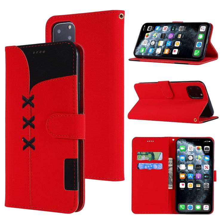For iPhone 11 Pro Max Fabric Stitching Embroidery Horizontal Flip Leather Case With Holder & Card Slots & Wallet