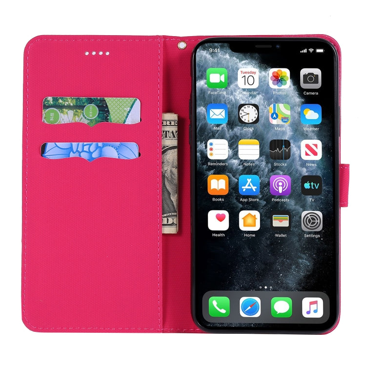 For iPhone 11 Pro Max Fabric Stitching Embroidery Horizontal Flip Leather Case With Holder & Card Slots & Wallet