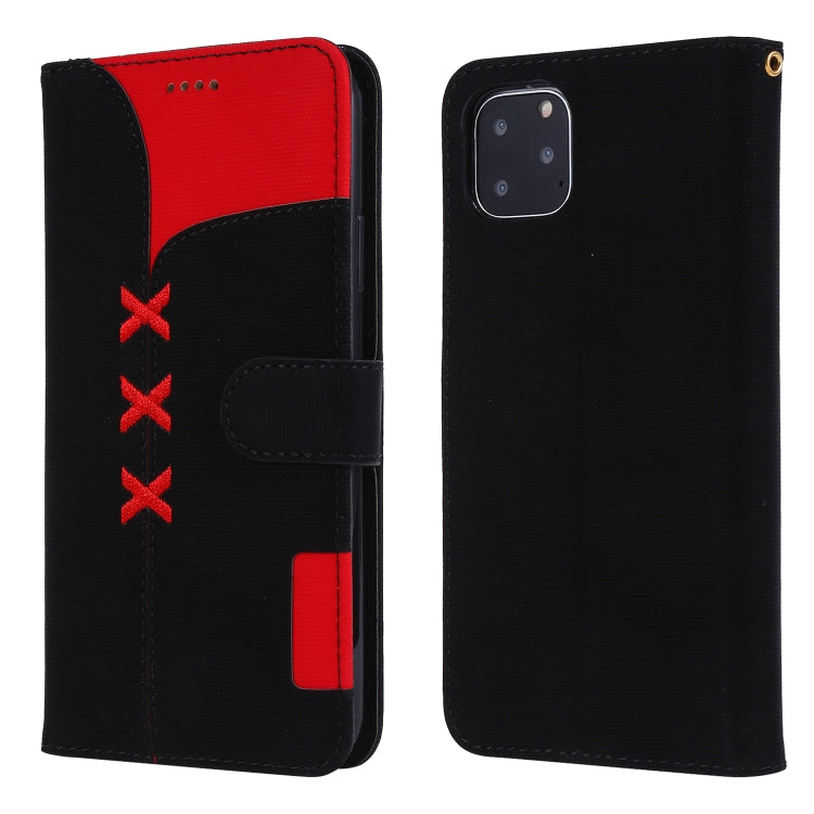 For iPhone 11 Pro Max Fabric Stitching Embroidery Horizontal Flip Leather Case With Holder & Card Slots & Wallet
