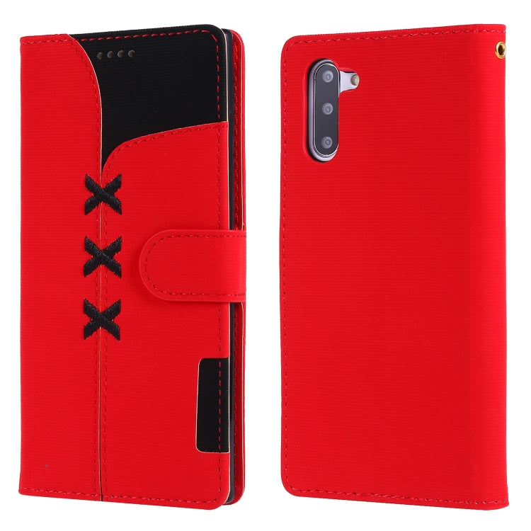 For Galaxy Note 10 Fabric Stitching Embroidery Horizontal Flip Leather Case With Holder & Card Slots & Wallet
