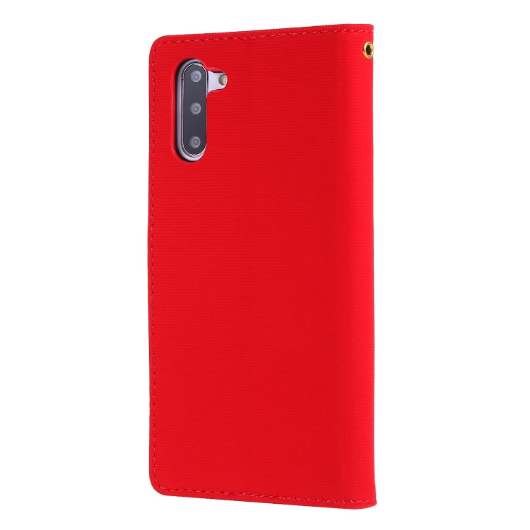 For Galaxy Note 10 Fabric Stitching Embroidery Horizontal Flip Leather Case With Holder & Card Slots & Wallet