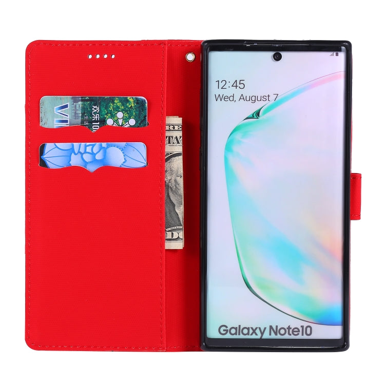 For Galaxy Note 10 Fabric Stitching Embroidery Horizontal Flip Leather Case With Holder & Card Slots & Wallet
