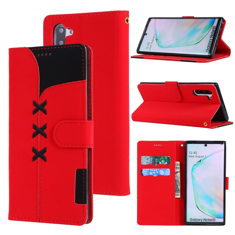 For Galaxy Note 10 Fabric Stitching Embroidery Horizontal Flip Leather Case With Holder & Card Slots & Wallet