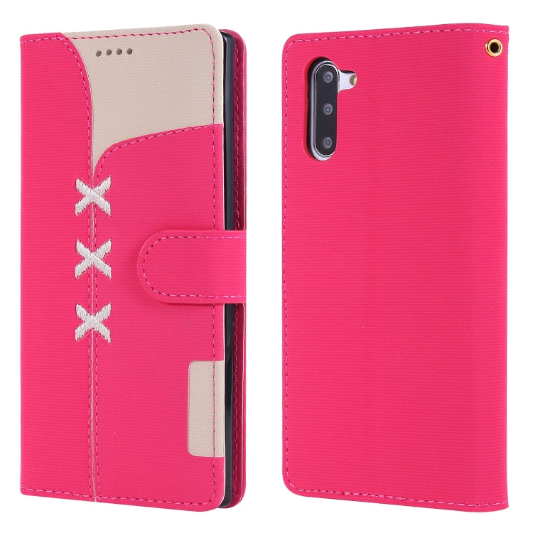 For Galaxy Note 10 Fabric Stitching Embroidery Horizontal Flip Leather Case With Holder & Card Slots & Wallet