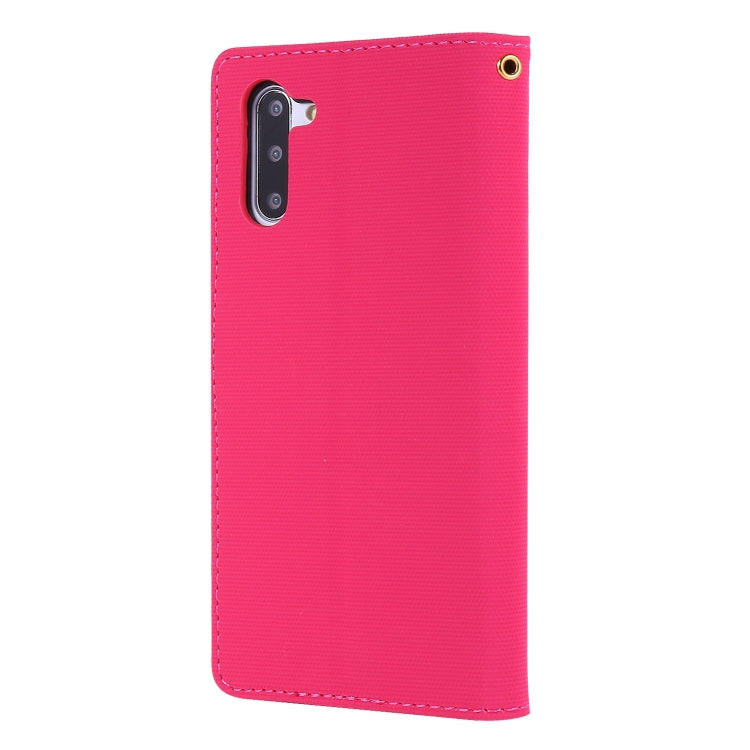 For Galaxy Note 10 Fabric Stitching Embroidery Horizontal Flip Leather Case With Holder & Card Slots & Wallet