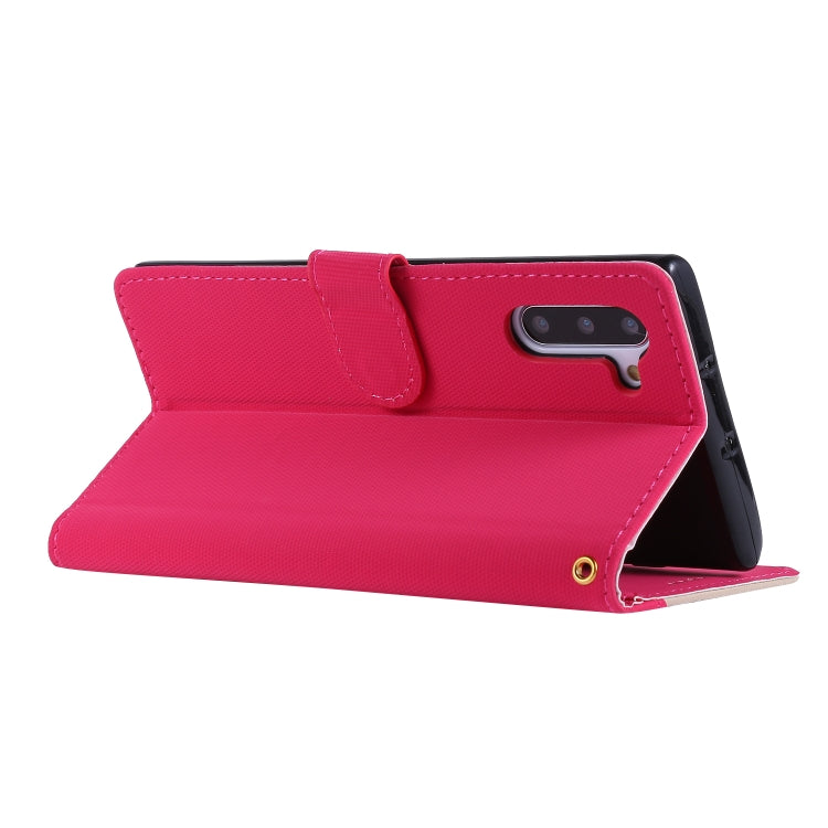 For Galaxy Note 10 Fabric Stitching Embroidery Horizontal Flip Leather Case With Holder & Card Slots & Wallet