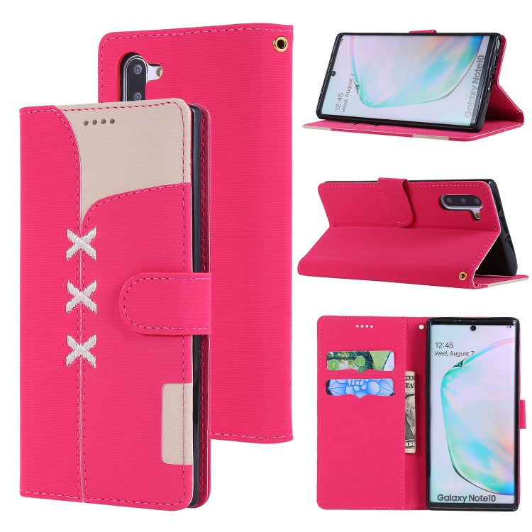 For Galaxy Note 10 Fabric Stitching Embroidery Horizontal Flip Leather Case With Holder & Card Slots & Wallet