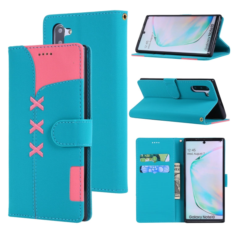 For Galaxy Note 10 Fabric Stitching Embroidery Horizontal Flip Leather Case With Holder & Card Slots & Wallet