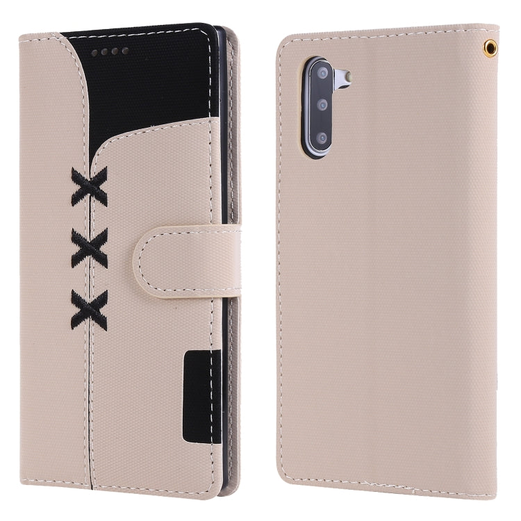 For Galaxy Note 10 Fabric Stitching Embroidery Horizontal Flip Leather Case With Holder & Card Slots & Wallet
