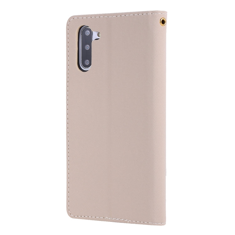 For Galaxy Note 10 Fabric Stitching Embroidery Horizontal Flip Leather Case With Holder & Card Slots & Wallet