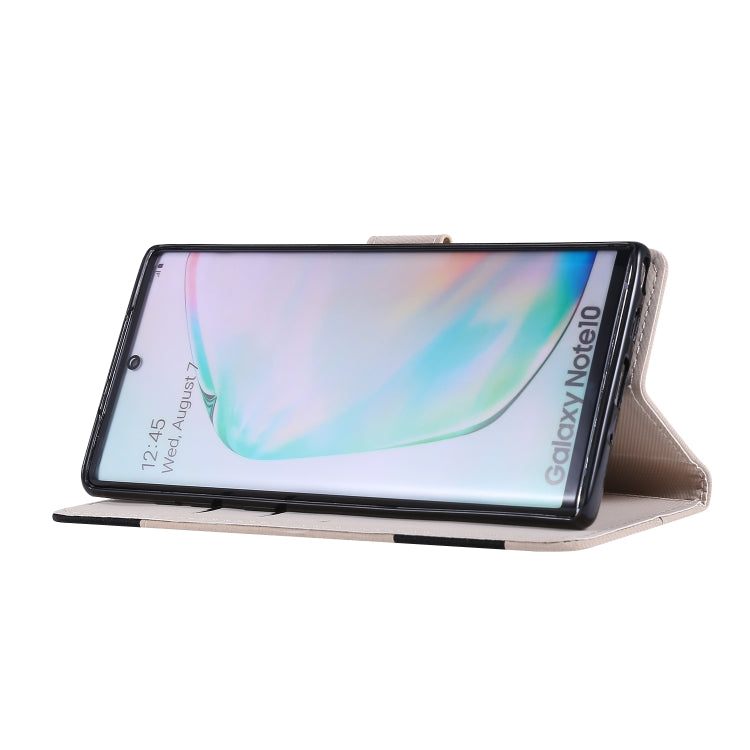 For Galaxy Note 10 Fabric Stitching Embroidery Horizontal Flip Leather Case With Holder & Card Slots & Wallet